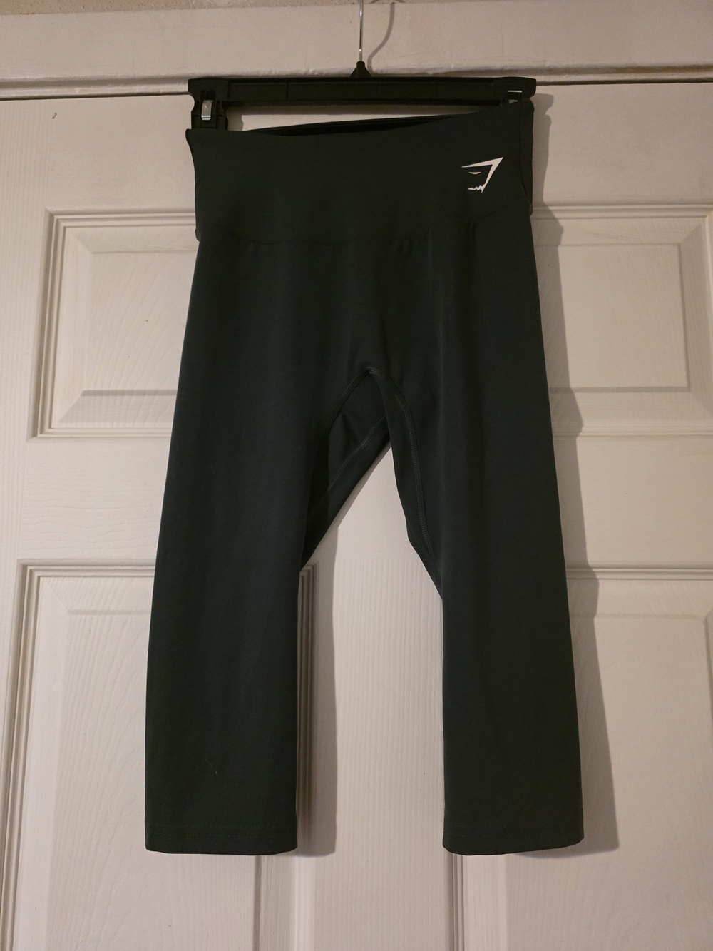 Gymshark Black Cropped Leggings with White Logo